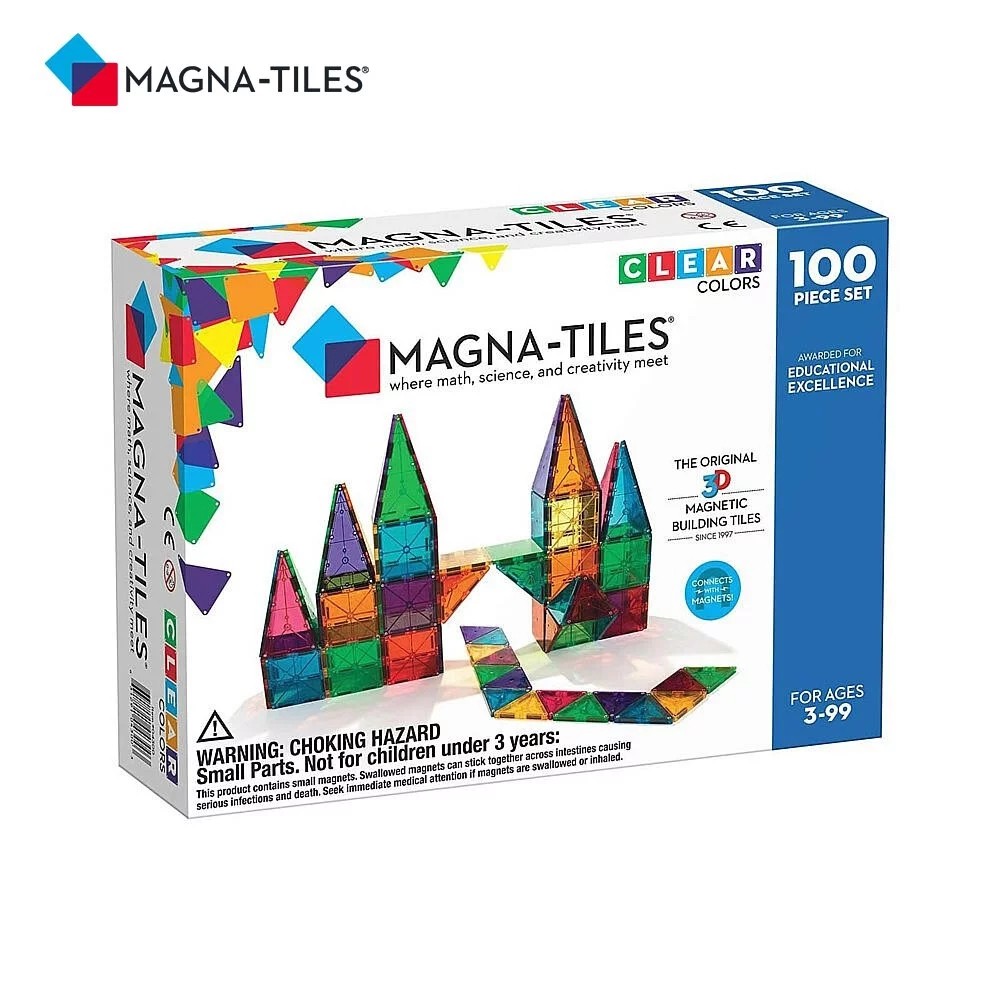 【敲敲嚴選】Magna-Tiles® 彩色透光磁力積木100片