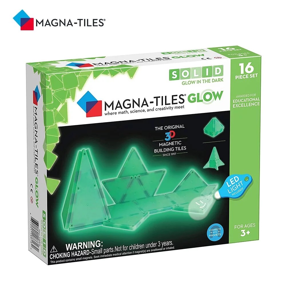 【敲敲嚴選】Magna-Tiles® 夜光磁力積木16片